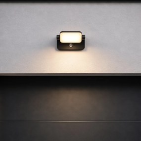 Външна стенна лампа черна с LED регулируема с датчик за движение - Kamile