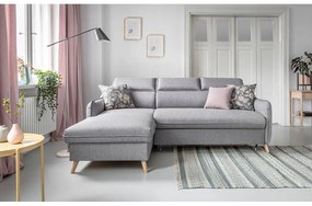 Светлосив ъглов разтегателен диван, ляв ъгъл Sweet Harmony - Miuform