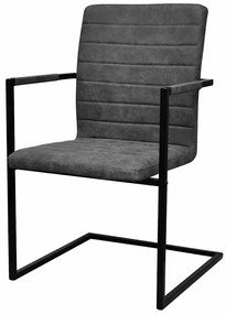 272417 vidaXL Конзолни трапезни столове, 4 бр, тъмно сиви, изкуствена кожа