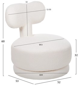 Въртяща се табуретка Фриво букле HM9775.05 бял цвят