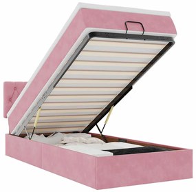 3312673 vidaXL Османска легло с матрак и LED, розово, 90x200 см, кадифе