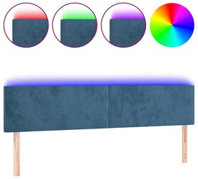 3121390 vidaXL LED горна табла за легло, тъмносиня, 160x5x78/88 см, кадифе