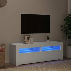 804355 vidaXL ТВ шкаф с LED осветление, бял, 120x35x40 см
