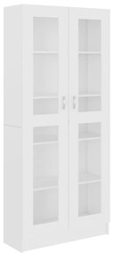 802768 vidaXL Шкаф витрина, бял, 82,5x30,5x185 см, инженерно дърво