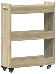 840417 vidaXL Шкаф с колелца, дъб сонома, 60x22x79 см, инженерно дърво
