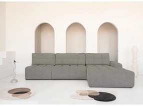 Светлокафяв разтегателен модулен ъглов диван с място за съхранение (десен ъгъл) Lulu – Miuform