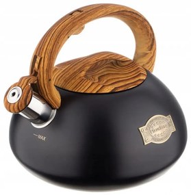 Свирещ чайник Klausberg KB 7565, 3 л, Дебелостенна основа, Индукция, Черен/кафяв