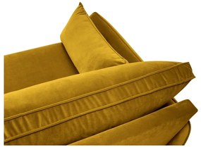 Ъглов диван от жълто кадифе с черни крака , ляв ъгъл Lento - Kooko Home