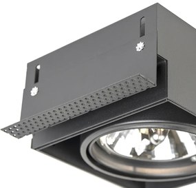 Комплект от 6 вградени прожектора черни AR111 с възможност за накланяне и въртене без рамка - Oneon