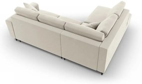 Бежов кадифен разтегателен ъглов диван с място за съхранение (ляв ъгъл/L форма) Kyoto – Cosmopolitan Design