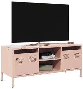 851299 vidaXL ТВ шкаф, розов, 101,5x39x43,5 см, студеновалцувана стомана