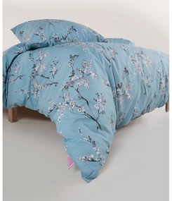 Синьо двойно удължено спално бельо от памук Renforcé 240x220 cm Blue Floral – Mila Home Luxury