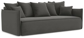 Тъмносив кадифен разтегателен диван с място за съхранение 225 cm Hula – Makamii