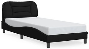 3213678 vidaXL Рамка за легло със светодиод без матрак, Черно, 90x200 см, плат