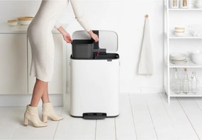 Кош за боклук Brabantia Bo Pedal 1003188, 2x30 л, Плавно затваряне, Противоплъзгаща основа, Бял