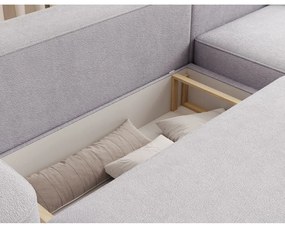 Светлосив шенилов сгъваем/с място за съхранение ъглов диван (десен ъгъл) Aurumm – ELTAP