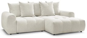 Бял шенилов разтегателен ъглов диван с място за съхранение (десен ъгъл) Roxelane – Bobochic Paris