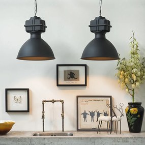 Интелигентен индустриален висящ аплик черен с A60 WiFi 38,5 см - Sicko