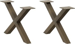 4012879 vidaXL Крака за масичка за кафе, X-образни, 2 бр., естествена стомана, 50 x (30-31) см, стомана