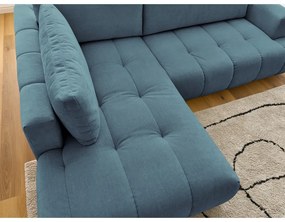 Син сгъваем/с място за съхранение ъглов диван (ляв ъгъл/L форма) Fuji – Bobochic Paris