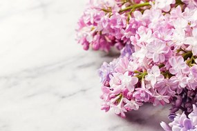 Картина на платно – Великолепни цветя на мраморна основа