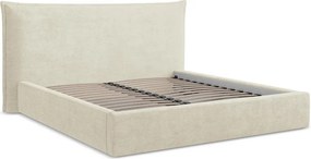 Бежово двойно легло 180x200 cm тапицирано с място за съхранение с включена подматрачна рамка Esala – Makamii