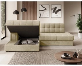 Светлокафяв кадифен сгъваем ъглов диван (ляв ъгъл) Blezalt – ELTAP