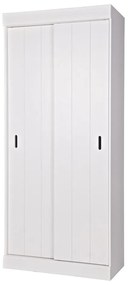 Гардероб от бял бор с плъзгащи се врати 85x195 cm Row - WOOOD