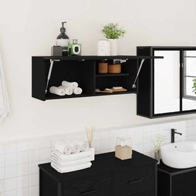 860077 vidaXL Стенен шкаф за баня, черни, 80x25x30 см, инженерно дърво