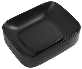 Мивка за баня LUDANO 902MB S, Inter Ceramic, монтаж върху плот, порцелан, черен мат, 38х14.5х43см