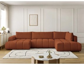 Сгъваем/с място за съхранение ъглов диван в тухлен цвят (десен ъгъл/U форма) Fuji – Bobochic Paris