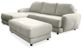 Бял разтегателен диван (ляв ъгъл) с подложка за крака Comfy Claude - Miuform