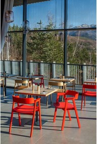 Червен трапезен стол с подлакътници от масивен дъб Flip – Gazzda