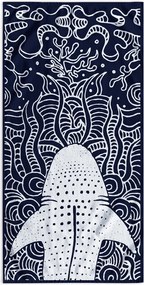 Тъмносиня плажна кърпа 90x180 cm Shark - DecoKing