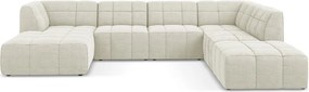 Бежов ъглов диван от прежда с примки от букле (U форма) Aloha – Makamii