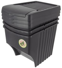 Черни пластмасови кошчета за отпадъци в комплект от 3 бр. 3x22 l за рециклиране – Orion