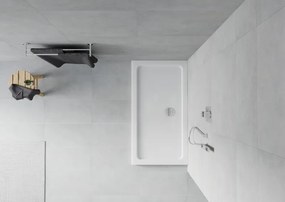 Mexen Flat правоъгълен тънък душ 120 x 70 см, бял, сифон хром - 40107012