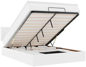 3312153 vidaXL Османска легло с матраци&LED, бяло, 140x190 см, изкуствена кожа