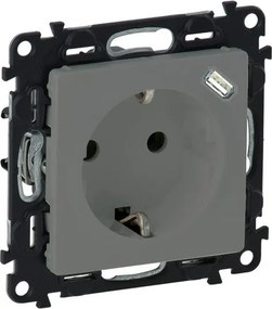 Legrand Контакт ШУКО 2P+E 16A + USB тип C 1.5A 7.5W цвят Алуминий Valena Life  - 753335