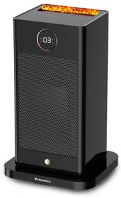 Разопакован: Отоплител и овлажнител 2в1 HomeVero HV-SFH1500, 1500 W, 3D Пламък, Дистанционно, Таймер, Осцилация, 15-45 C, Черен