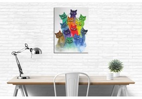 Живопис върху платно Happy Cats, 30 x 40 cm - Wallity