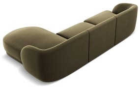 Ъглов диван от зелено кадифе (десен ъгъл) Miley - Micadoni Home