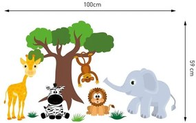 Красив стикер за стена Очарователни животни 100 х 59 см