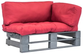 Sonata Градински диван от палети с червени възглавници, FSC бор