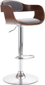 287407 vidaXL Бар табуретка, шперплат и сив текстил