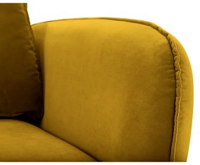 Кресло от жълто кадифе с черни крака Lento - Kooko Home