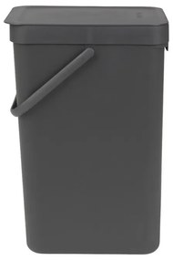 Кош за разделно събиране на боклук Brabantia Sort&Go 648978, 16 л, Дръжка, Възможност за стенен монтаж, Тъмносив