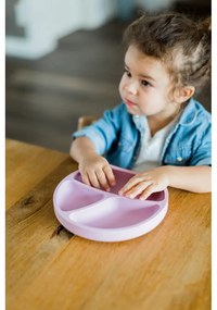 Светлорозова силиконова детска чиния 19x20,5 cm – Kindsgut
