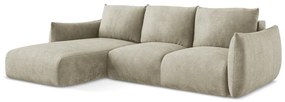 Бежов шенилов сгъваем ъглов диван (ляв ъгъл) Leila – Makamii