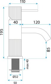 Смесител за баня Rea Lungo Stripe Brush Gold Low
